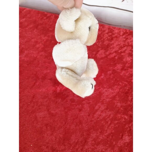 Vintage Plush Beige Teddy Bear With Red Ribbon 6" Soft Stuffed Animal Toy For Ki - Picture 2 of 8
